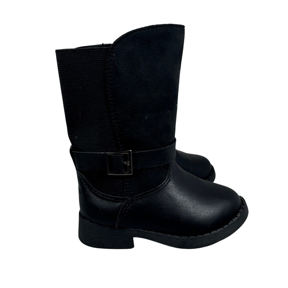 OshKosh B'gosh Girls Moto Boots Black Faux Leather Zip‎ Size 5